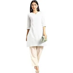 amazon brand - tavasya Women's Cotton Solid Straight Kurta-picture-10