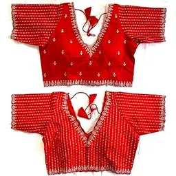 ambaryha creation Women's Heavy Sequece Embroidery Work Readymade Blouse with Cutwork Pattern for Saree and Lehenga.-picture-40