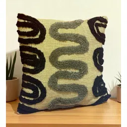 ambbi collections Abstract Cotton 16X16 Inches Tufted Cushion Cover-picture-26