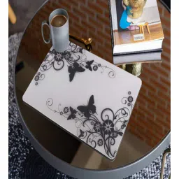 ambbi collections Ethnic motif White & Black (12 x 16) PVC (Set of 6) Placemats-picture-11
