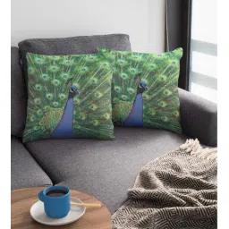 ambbi collections Green Satin Ethnic motif 16x16 inches Cushion Covers (Pack of 2)-picture-10