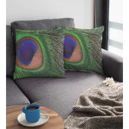 ambbi collections Green Satin Ethnic motif 16x16 inches Cushion Covers (Pack of 2)-picture-12