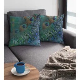 ambbi collections Green Satin Ethnic motif 16x16 inches Cushion Covers (Pack of 2)-picture-13