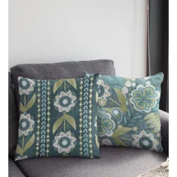 ambbi collections Green Satin Floral 16x16 inches Cushion Covers (Pack of 2)-picture-18