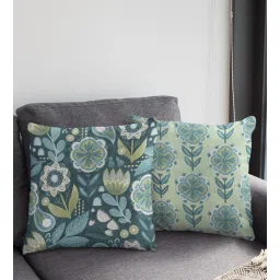 ambbi collections Green Satin Floral 16x16 inches Cushion Covers (Pack of 2)-picture-16