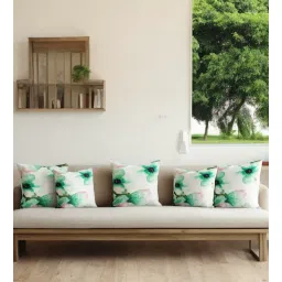 ambbi collections Green Satin Floral 16x16 inches Cushion Covers (Pack of 5)-picture-15