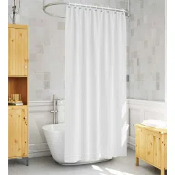 ambbi collections White PVC Solid 7ft Blackout Eyelet Shower Curtain-picture-10