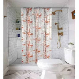 ambbi collections White PVC Solid 7ft Blackout Eyelet Shower Curtain image 1