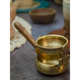 Ambi Exquisite Brass Swing Medium Sized Tea Strainer With Wooden Handle-picture-45