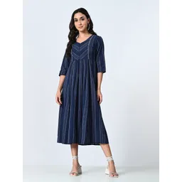 AMBI Striped A-Line Midi Dress-picture-15