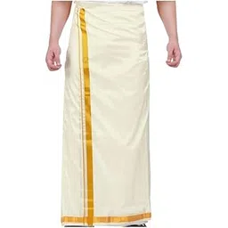 AMBIKA STORES Men Blended Art Silk Jari Double dhoti 1.28 x 3.60 Meter / 8 Mulam vesti-picture-15