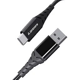 Ambrane 60W / 3A Fast Charging Output Cable with Type-C to USB for Mobile, Neckband, True Wireless Earphone Charging, 480mbps Data Sync Speed, 1m Length (ACT - AZ10, Black)-picture-29