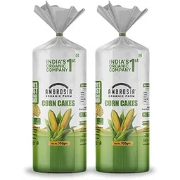 ambrosia organic farm Ambrosia Organic Corn Cakes Salted – Gluten-Free, Vegan, Low-Calorie Healthy Snack, (Min 100gm Each) (Pack of 2)-picture-11