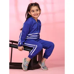 Ameeha Girls Striped Hooded Jacket With Joggers-picture-12