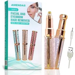 AMENDAS Eyebrow Trimmer for Women, 2 in 1 Rechargeable Facial Hair Remover For Women with Replaceable Heads, Professional Painless Personal Hair Removal Eyebrow Razor with Indicator Lights (NEW)-picture-49