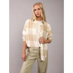 American Eagle Beige Cotton Regular Fit Checks Shirt-picture-39