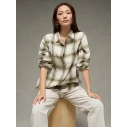 American Eagle Beige Cotton Regular Fit Checks Shirt-picture-10