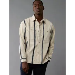 American Eagle Beige Cotton Regular Fit Striped Shirt-picture-40