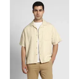 American Eagle Beige Cotton Regular Fit Striped Shirt-picture-12