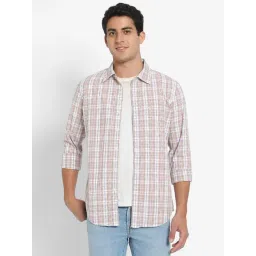 American Eagle Beige Cotton Slim Fit Checks Shirt-picture-36