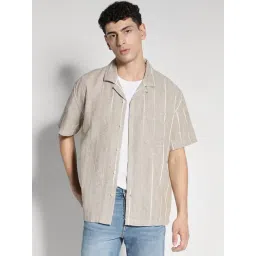 American Eagle Beige Regular Fit Striped Shirt-picture-44