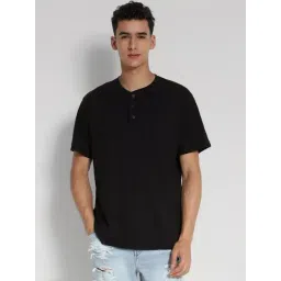 American Eagle Black Cotton Regular Fit Henley T-Shirt-picture-22