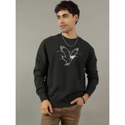 American Eagle Black Cotton Regular Fit Printed Sweatshirt-picture-35