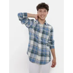 American Eagle Blue Cotton Regular Fit Checks Shirt-picture-43