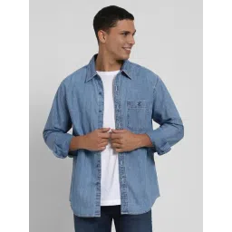 American Eagle Blue Cotton Regular fit Solid Shirt-picture-25