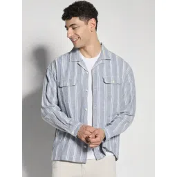 American Eagle Blue Cotton Regular Fit Striped Shirt-picture-19