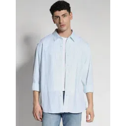 American Eagle Blue Cotton Regular Fit Striped Shirt-picture-45