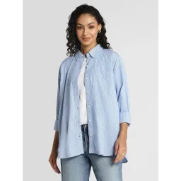 American Eagle Blue Cotton Regular fit Stripes Shirt-picture-17