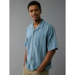 American Eagle Blue Cotton Regular fit Stripes Shirt-picture-24