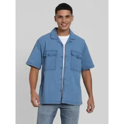 American Eagle Blue Cotton Regular fit Textured Shirt-picture-23