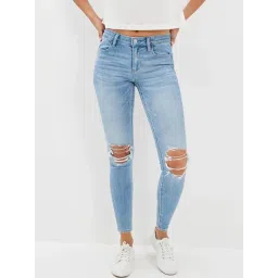 American Eagle Blue Distressed Mid-Rise Jeans-picture-24
