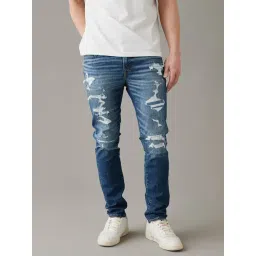 American Eagle Blue Skinny Fit Distressed Jeans-picture-43