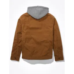 American Eagle Brown Cotton Regular Fit Hooded Jacket image 5