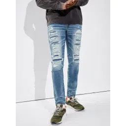 American Eagle Denim Blue Cotton Skinny Fit Distressed Jeans-picture-26