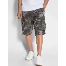 American Eagle Green Cotton Regular Fit Camouflage Cargo Shorts-picture-22