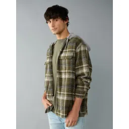 American Eagle Green Cotton Regular Fit Checks Shirt-picture-21