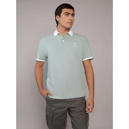 American Eagle Green Cotton Regular Fit Embroidered Polo T-Shirt-picture-27