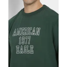 American Eagle Green Cotton Regular Fit Logo Printed Sweatshirt image 5