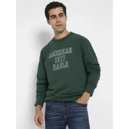 American Eagle Green Cotton Regular Fit Logo Printed Sweatshirt image 4