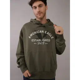 American Eagle Green Cotton Regular Fit Printed Hooded Sweatshirt-picture-14