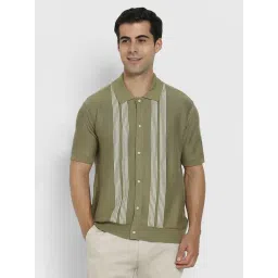 American Eagle Green Cotton Regular Fit Striped Polo T-Shirt-picture-34