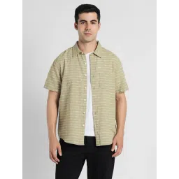 American Eagle Green Cotton Regular Fit Striped Shirt-picture-18