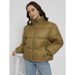American Eagle Green Solid Puffer Jacket-picture-15