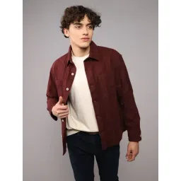 American Eagle Maroon Cotton Regular Fit Shirt-picture-44