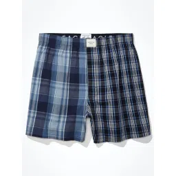 American Eagle Men Blue Plaid Stretch Boxer Short image 3