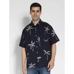 American Eagle Navy Blue Cotton Regular Fit Printed Poolside Shirt-picture-30